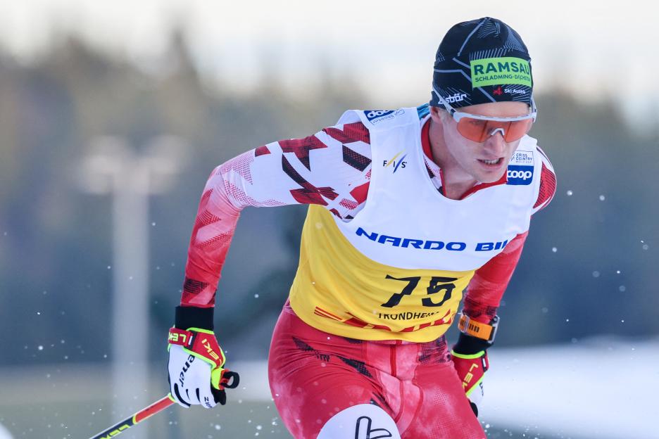 Austria's Mika Vermeulen competing in the men's 10km freestyle event.