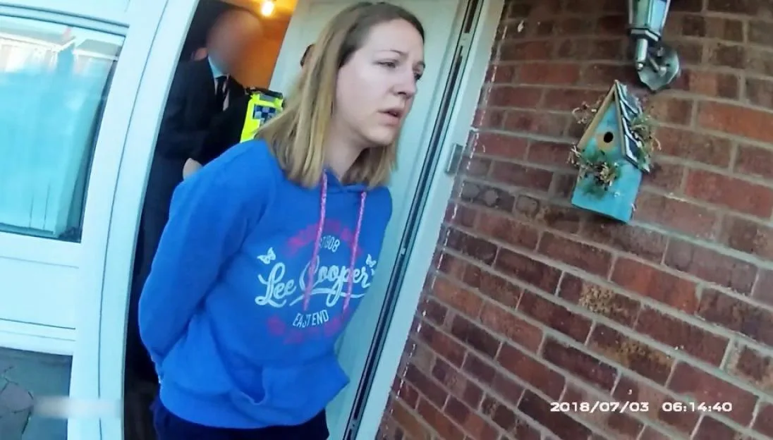 Lucy Letby being arrested by officers from Cheshire Constabulary.