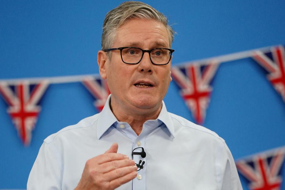 Britain's Prime Minister Keir Starmer speaking during a visit to the Benn Partnership community centre in Rugby.