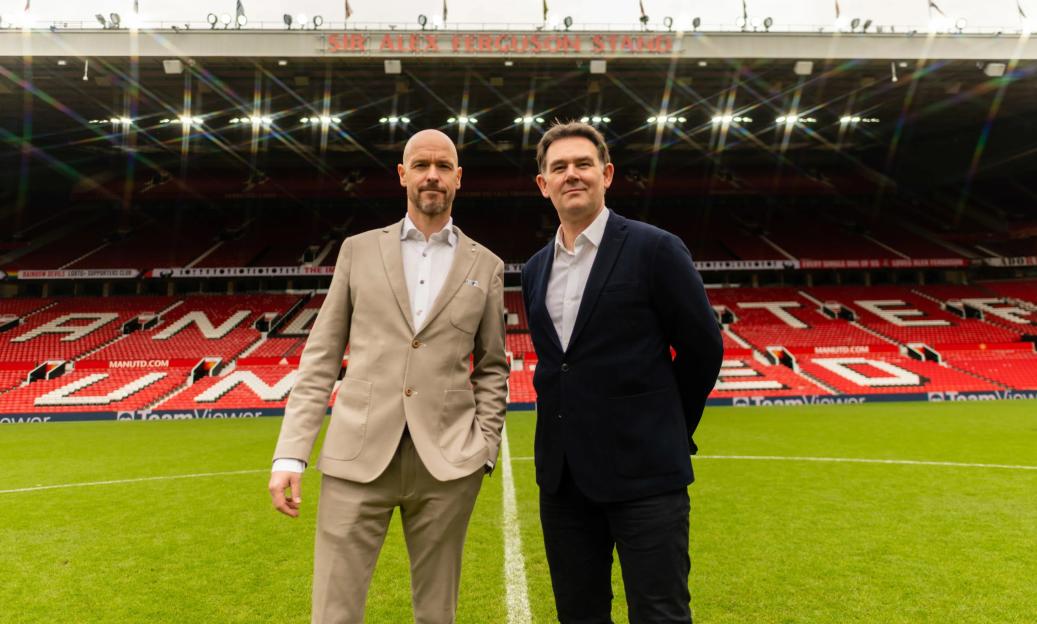 Newly appointed Manchester United manager Erik ten Hag with Football Director John Murtough at Old Trafford.