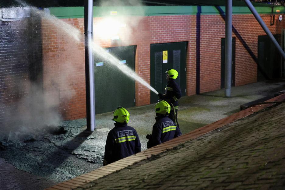 Fire crews at Plymouth Argyle Stadium