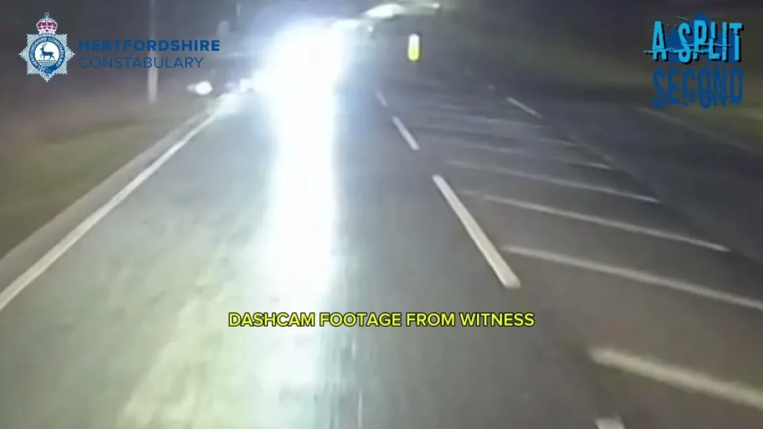 Dashcam footage of a car crashing into a motorcyclist.