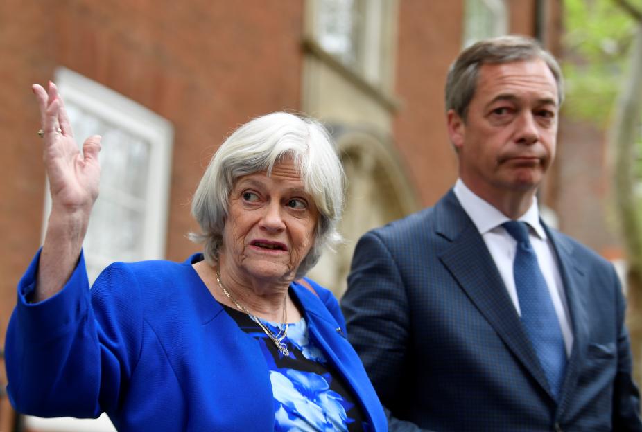 Brexit campaigner Anne Widdecombe (left) and Member of European Parliament Nigel Farage (right) arrive for a meeting.