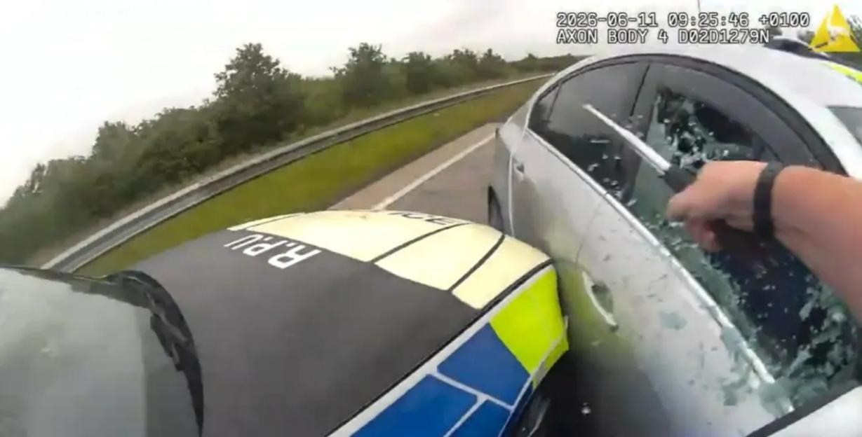 Disqualified Driver Rammed by 3 Police Cars Before Baton Smash After Going the Wrong Way on A-Road