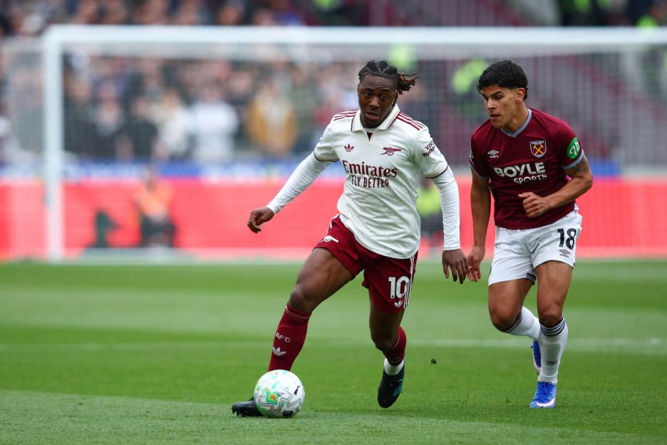 LONDON, UK - 10th May 2026: Eberechi Eze of Arsenal \in action during the Premier League match between West Ham United FC and Arsenal FC at London Stadium (Credit: Craig Mercer/ Alamy Live News)