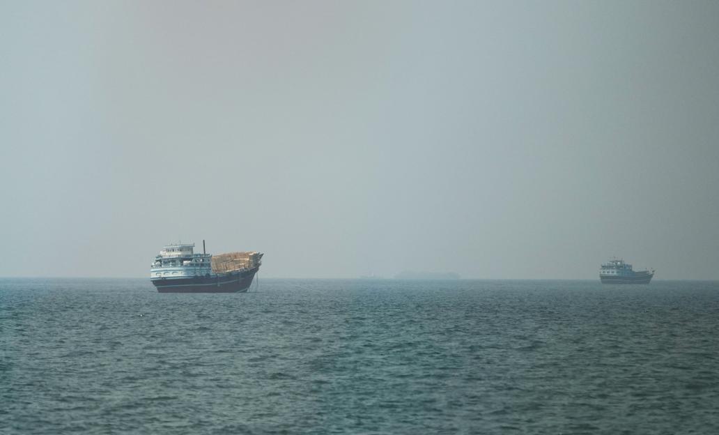 Vessels at the Strait of Hormuz, as seen from Musandam