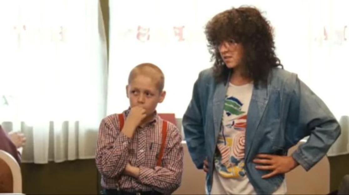 Jo Hartley as Cynthia and another actor as a young boy in "This is England."