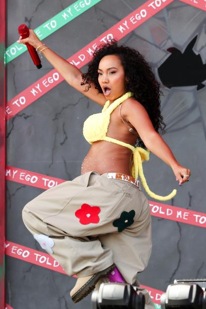 Leigh-Anne performs onstage during the 2026 Brighton & Hove Pride parade.