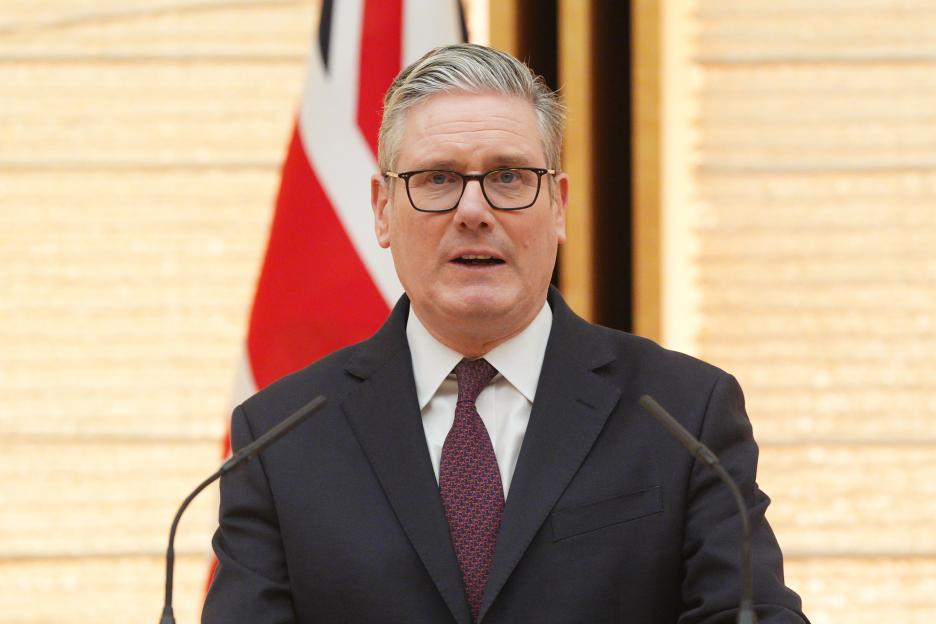 British Prime Minister Keir Starmer at a press conference.