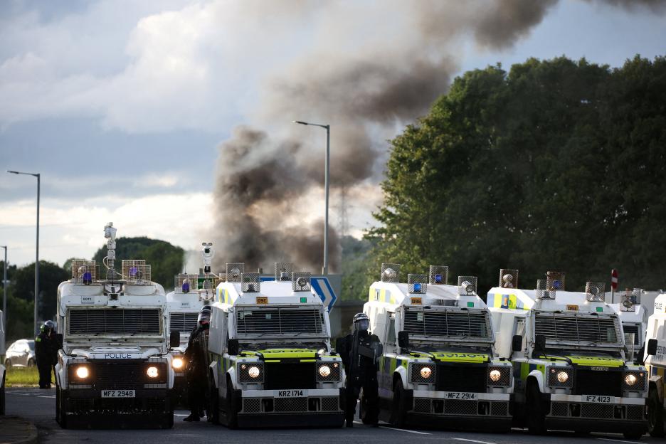 Anti-immigrant protest after a June 8 knife attack left a man seriously injured and prompted police to declare a critical incident, in Belfast