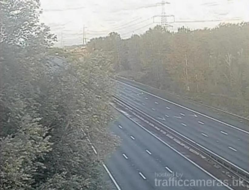 A view of the M56 motorway which is shut.