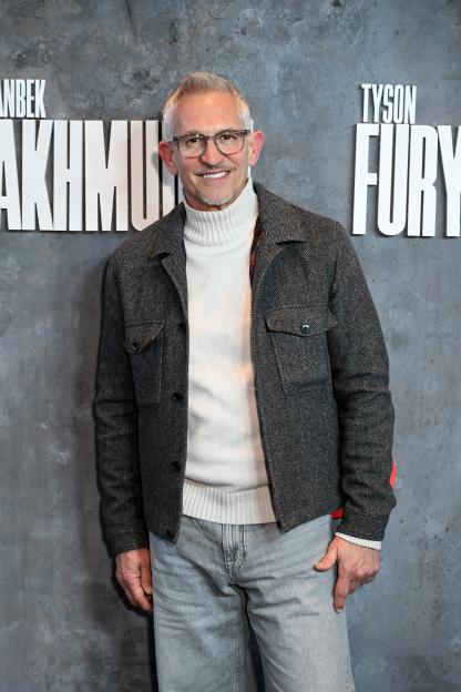 Gary Lineker attending Tyson Fury vs. Arslanbek Makhmudov Fight Night.