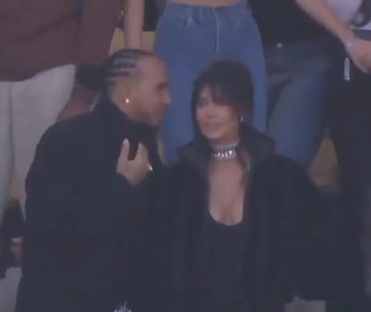 Kim Kardashian and Lewis Hamilton at Super Bowl