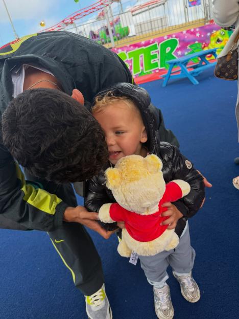 Phil Foden and his son Ronnie at Golden Sands holiday park.