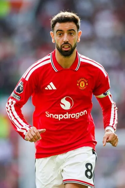 Manchester United midfielder Bruno Fernandes during a match at Old Trafford.