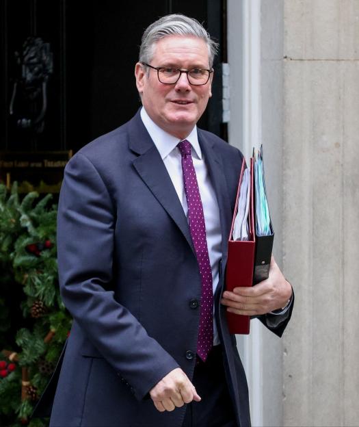 British Prime Minister Keir Starmer departs from 10 Downing Street.