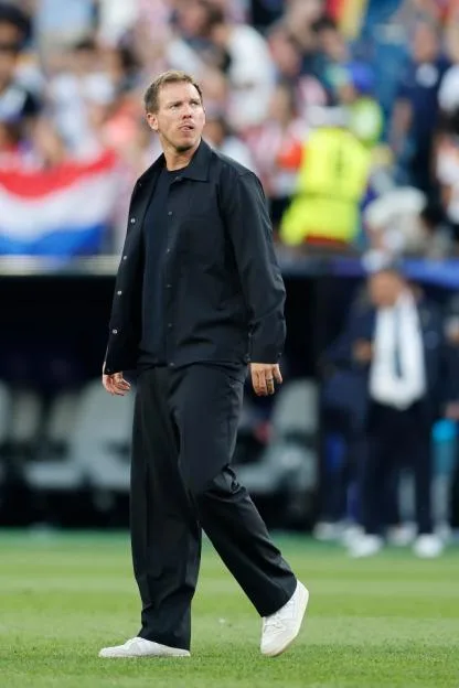 Julian Nagelsmann, Head Coach of Germany, reacts during the FIFA World Cup match against Paraguay.