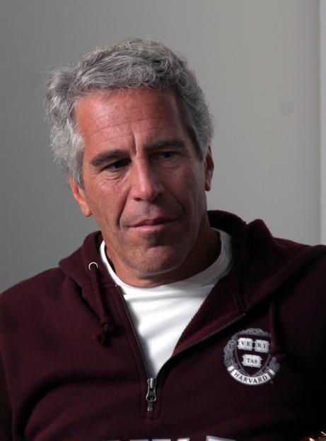 Jeffrey Epstein wearing a Harvard hoodie.