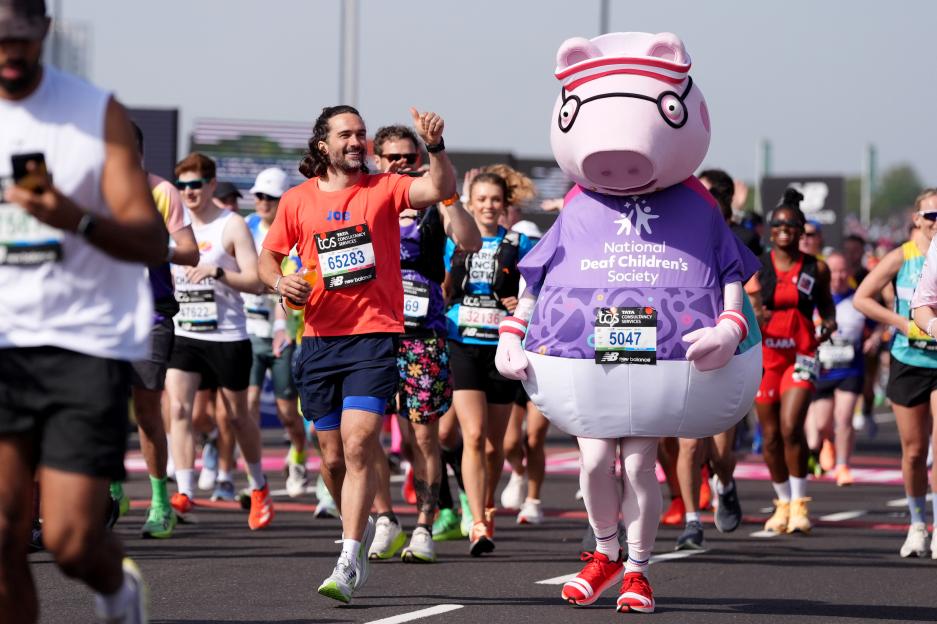 Joe Wicks and Daddy Pig running the London Marathon.