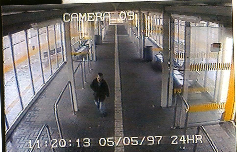 Security video footage showing Jamie Lavis at Ashton Bus Station on May 5, 1997.