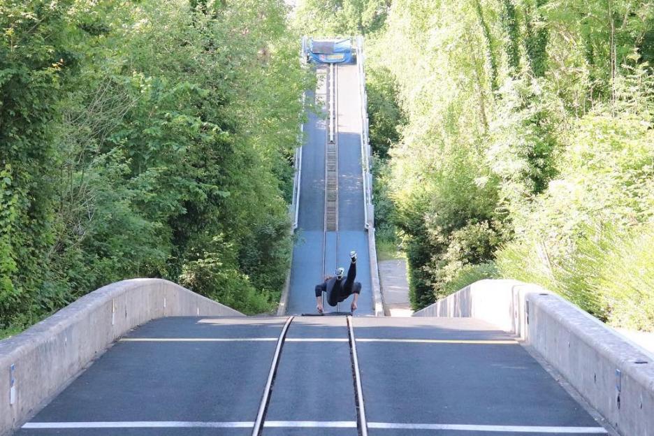 Tabitha Stoecker practicing luge.