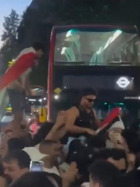 Egyptian fans swarming a London street to celebrate a win.
