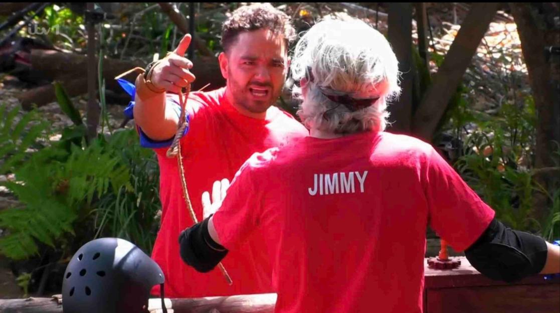 Adam Thomas shouting at Jimmy Bullard during a trial on "I'm A Celebrity… Get Me Out Of Here! South Africa."