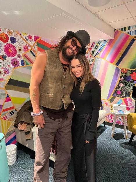 Jason Momoa and Emilia Clarke reunited.