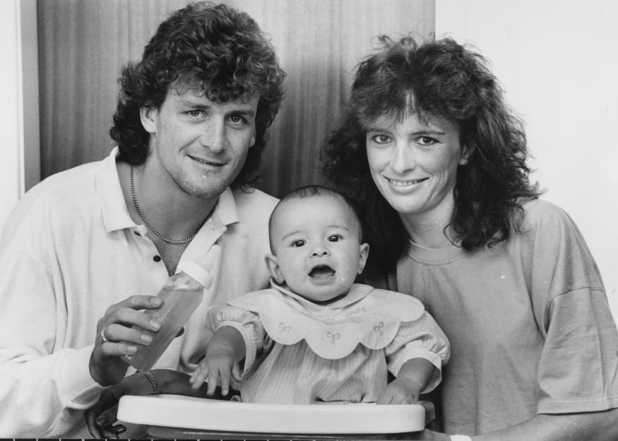 Manchester United player Mark Hughes with his wife Jill and son Alex.
