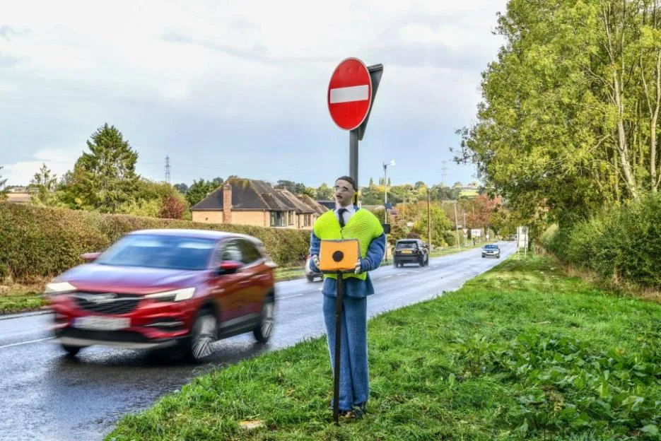 Villagers install fake knitted speed cameras to keep an eye on dangerous drivers