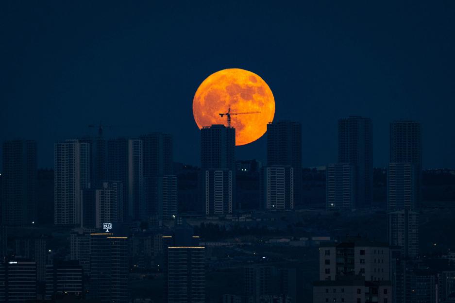 Full moon rises over Ankara