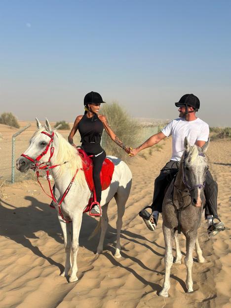 *PREMIUM-EXCLUSIVE* *MUST CALL FOR PRICING BEFORE USAGE* - STABLE RELATIONSHIP! Katie Price and Lee Andrews saddle up together in Dubai as their headline-grabbing marriage continues to spark speculation.