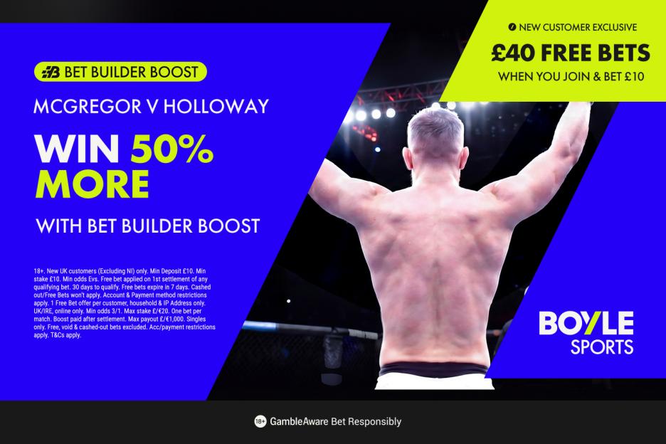 Conor McGregor vs. Max Holloway at UFC 329: Bet £10 and Score £40 in Free Bets + 50% Boost on Bet Builder with BOYLE Sports!