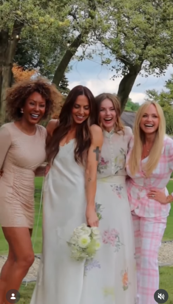 Mel C and the Spice Girls reunited for an emotional wedding speech.
