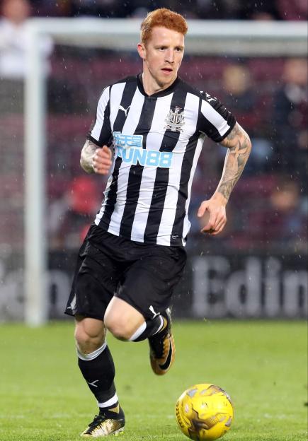 Jack Colback playing during a pre-season friendly match between Heart of Midlothian and Newcastle United.