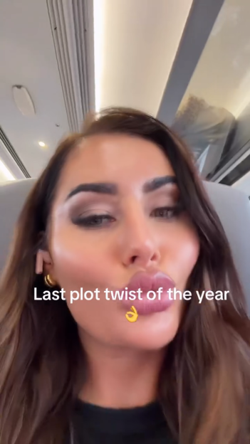 MAFS star Leisha making a kissy face with "Last plot twist of the year" text and an "ok" hand emoji.