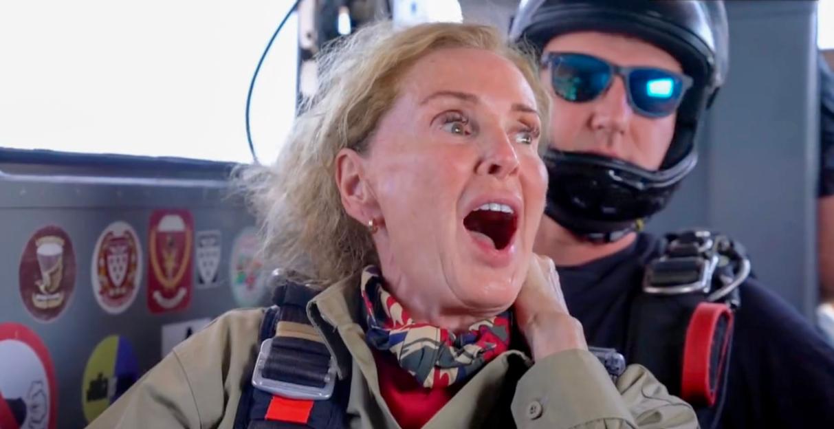 Beverley Callard skydiving in "I'm A Celebrity... Get Me Out Of Here! South Africa"
