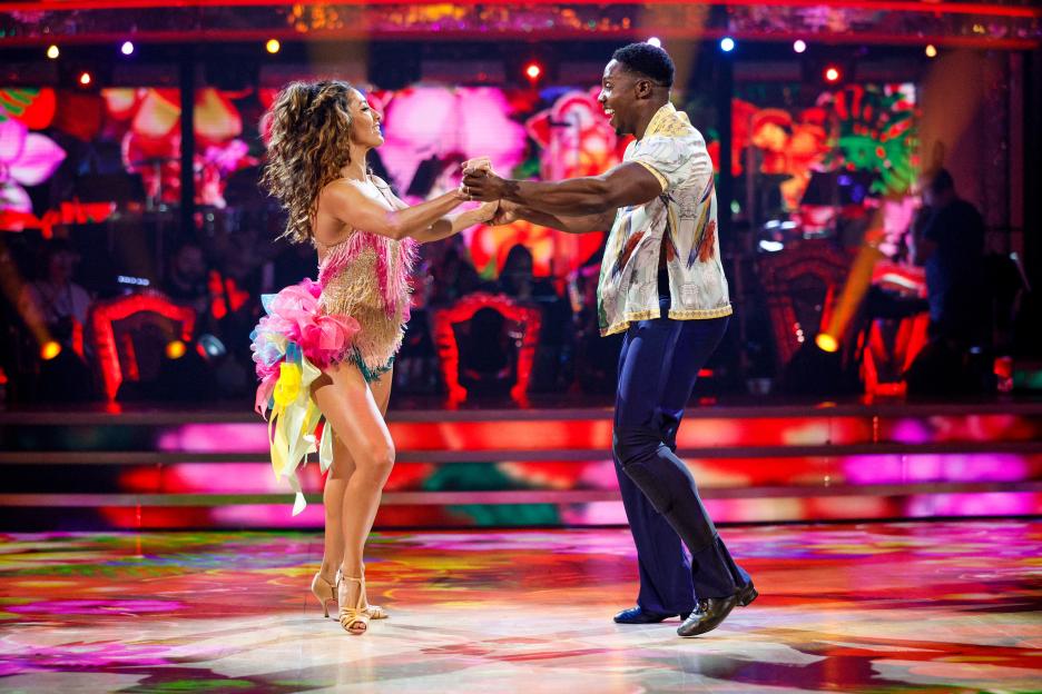 Karen Hauer and Harry Aikines-Aryeetey dancing on Strictly Come Dancing.