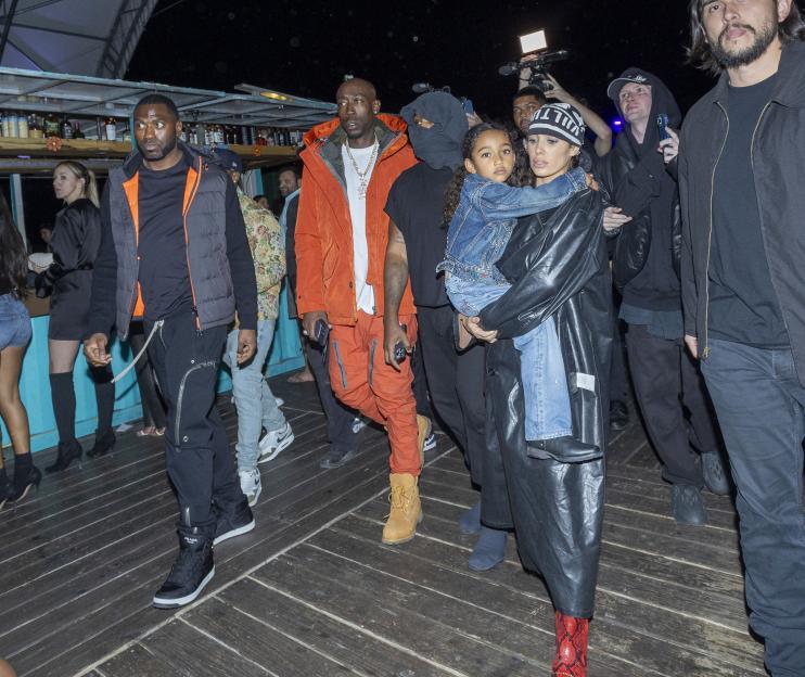 Kanye West And Wife Bianca Censori Pictured With Kanyes Children At The Launch Of His New Album Vultures