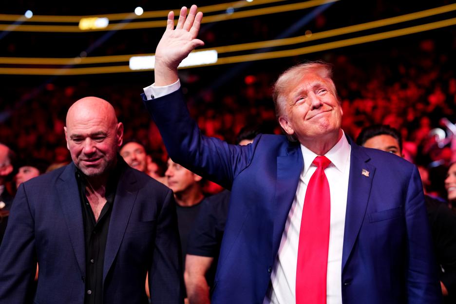 UFC president Dana White and Donald Trump at the UFC 296 event.