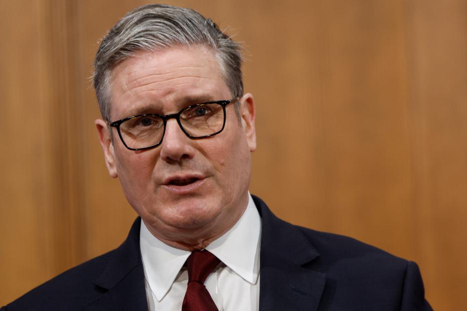 Prime Minister Sir Keir Starmer at a press conference on the situation in the Middle East.