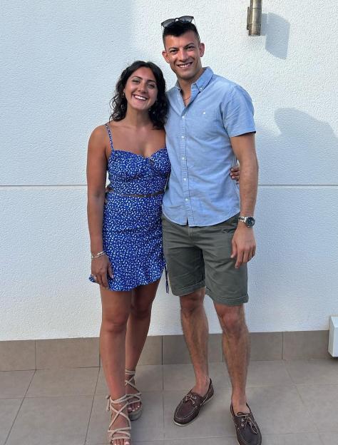 Matt Weston and fiancée Alex Howard-Jones smiling.