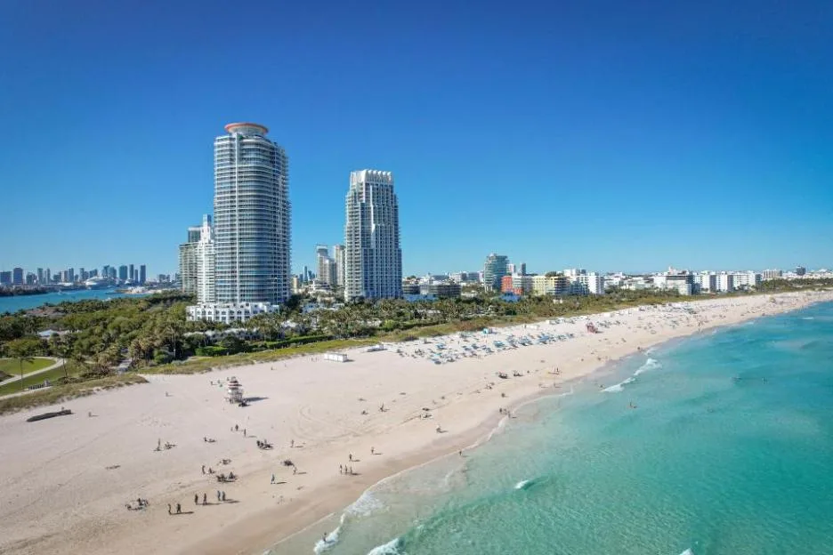 Aerial view of the stunning South Miami Beach in Florida
