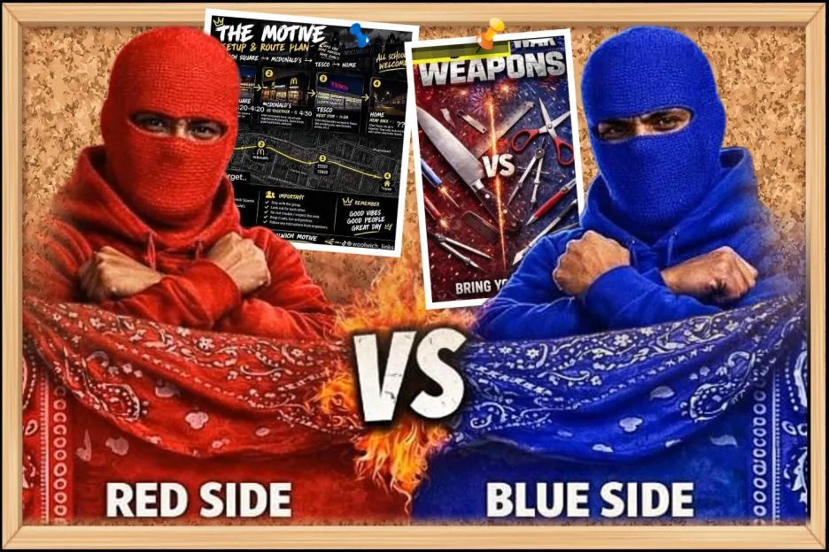 ‘Red v Blue’ school brawls, McDonald’s raids & ‘bring your best weapons’ threats…fears over horror new viral teen crazes