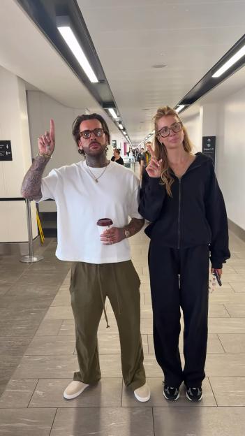 Pete Wicks and Olivia Attwood en route to Ibiza.