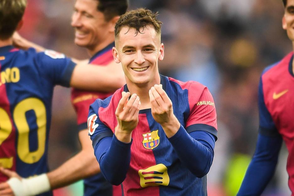 March 2, 2025, Barcelona, Spain, Spain: Marc CASADO of Barcelona celebrates his goal during the LaLiga match between FC Barcelona and Real Sociedad at Estadi Olimpic Lluis Companys on March 02, 2025 in Barcelona, Spain. (Credit Image: ¿ Matthieu Mirv