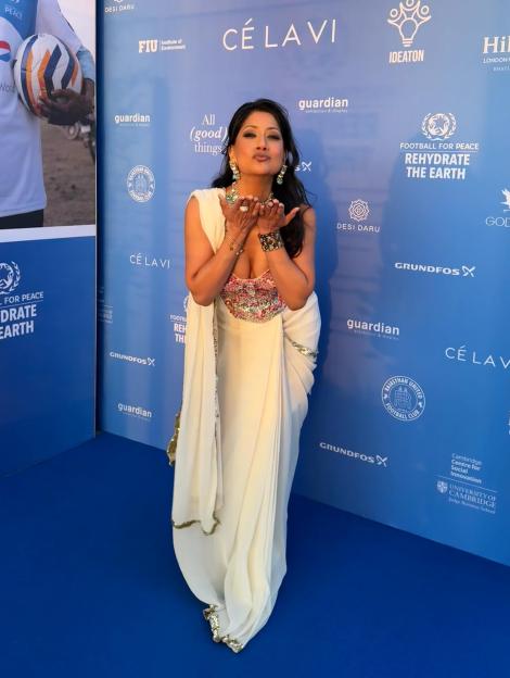 RESHMIN Chowdhury blowing a kiss towards the camera.
