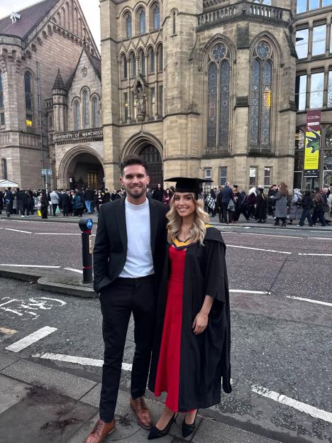 Gaz Beadle and Maia at her university graduation at the University of Manchester.