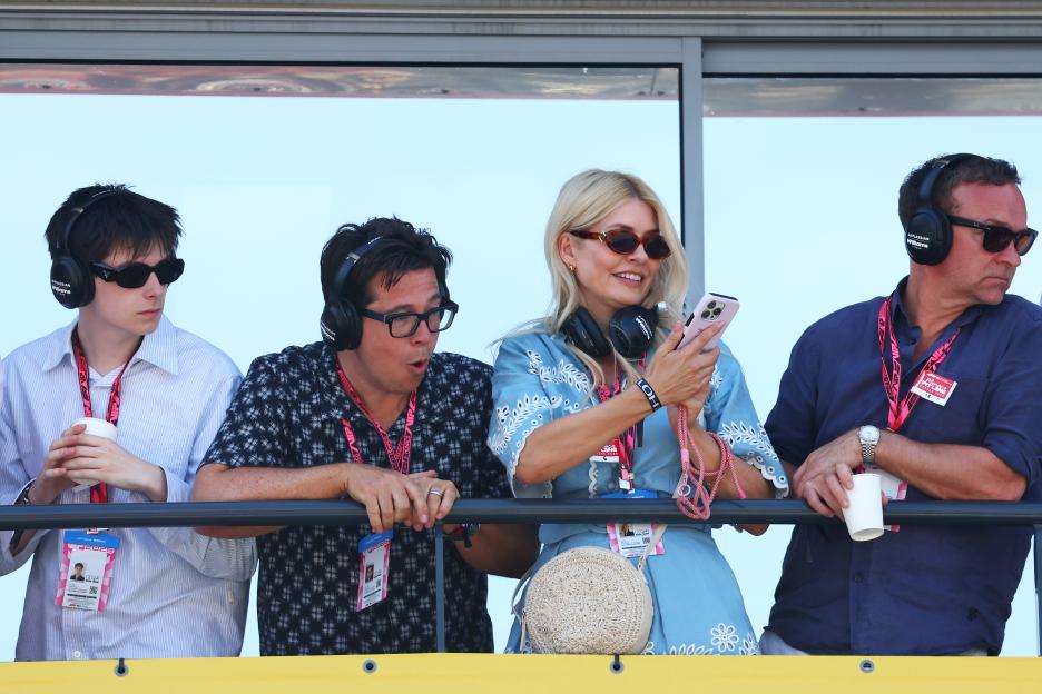 Michael McIntyre and Holly Willoughby in the Paddock during qualifying ahead of the F1 Grand Prix of Monaco.