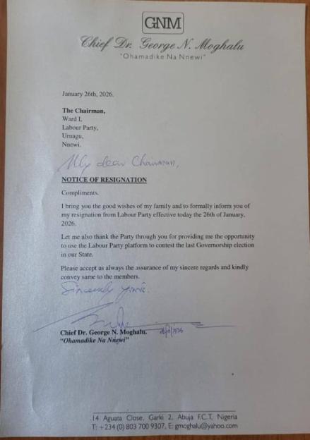 George Moghalu Steps Down from Labour Party